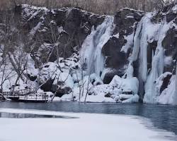 Changbai Waterfall frozen in winter